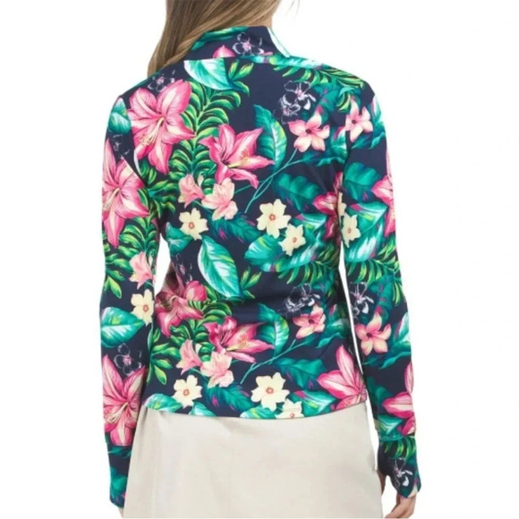 Tommy Bahama- Floral Long Sleeve Zip-up UPF 50 size Small - Picture 6 of 6